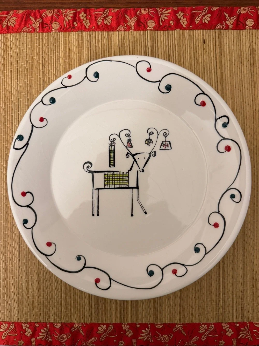 Sakura Vintage Holiday Reindeer Set Of 4 Plates Salad Dessert Hand Painted 8.5”